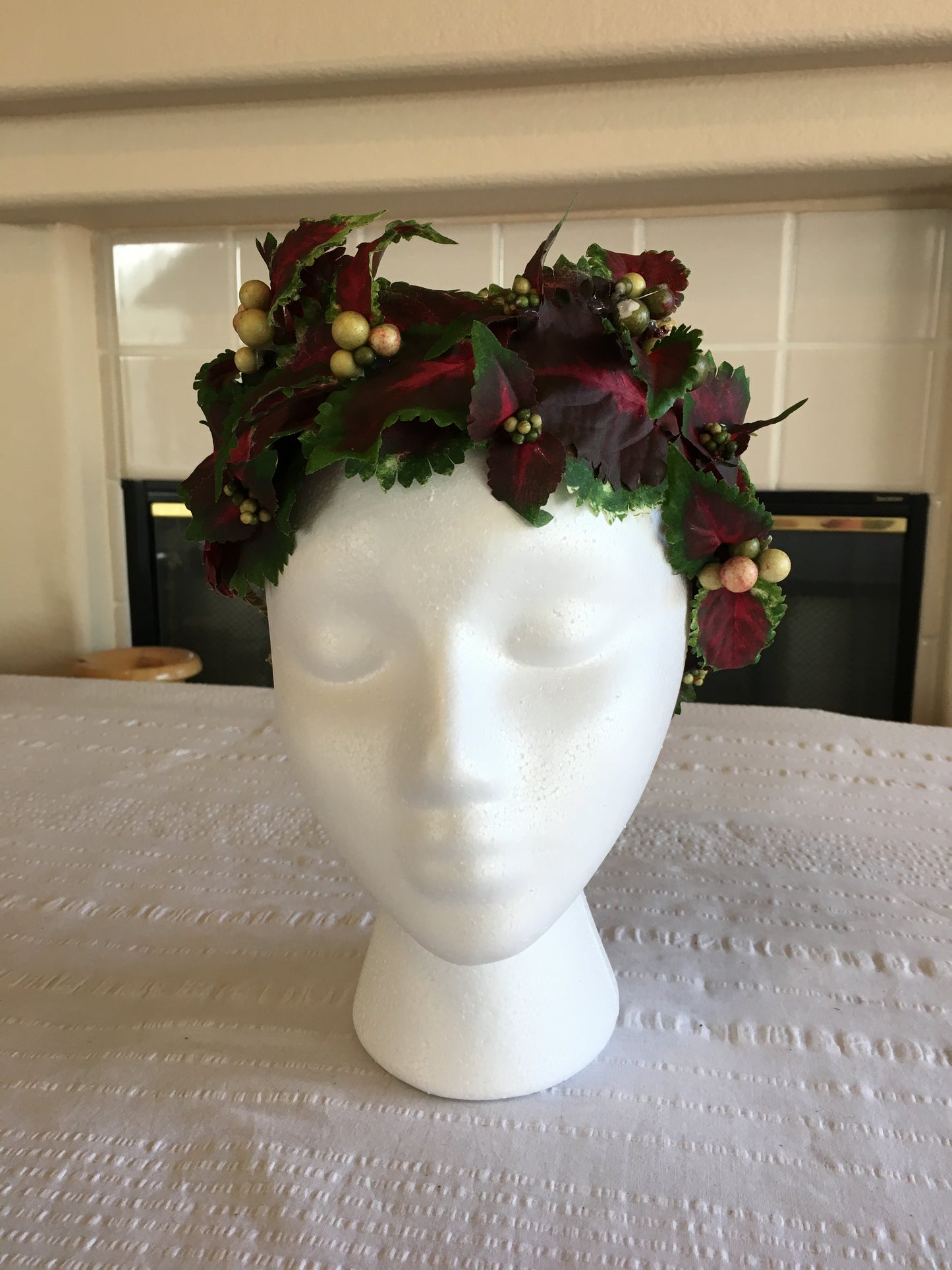 All-Leaf Wreath - Red & green accented w/ green balls