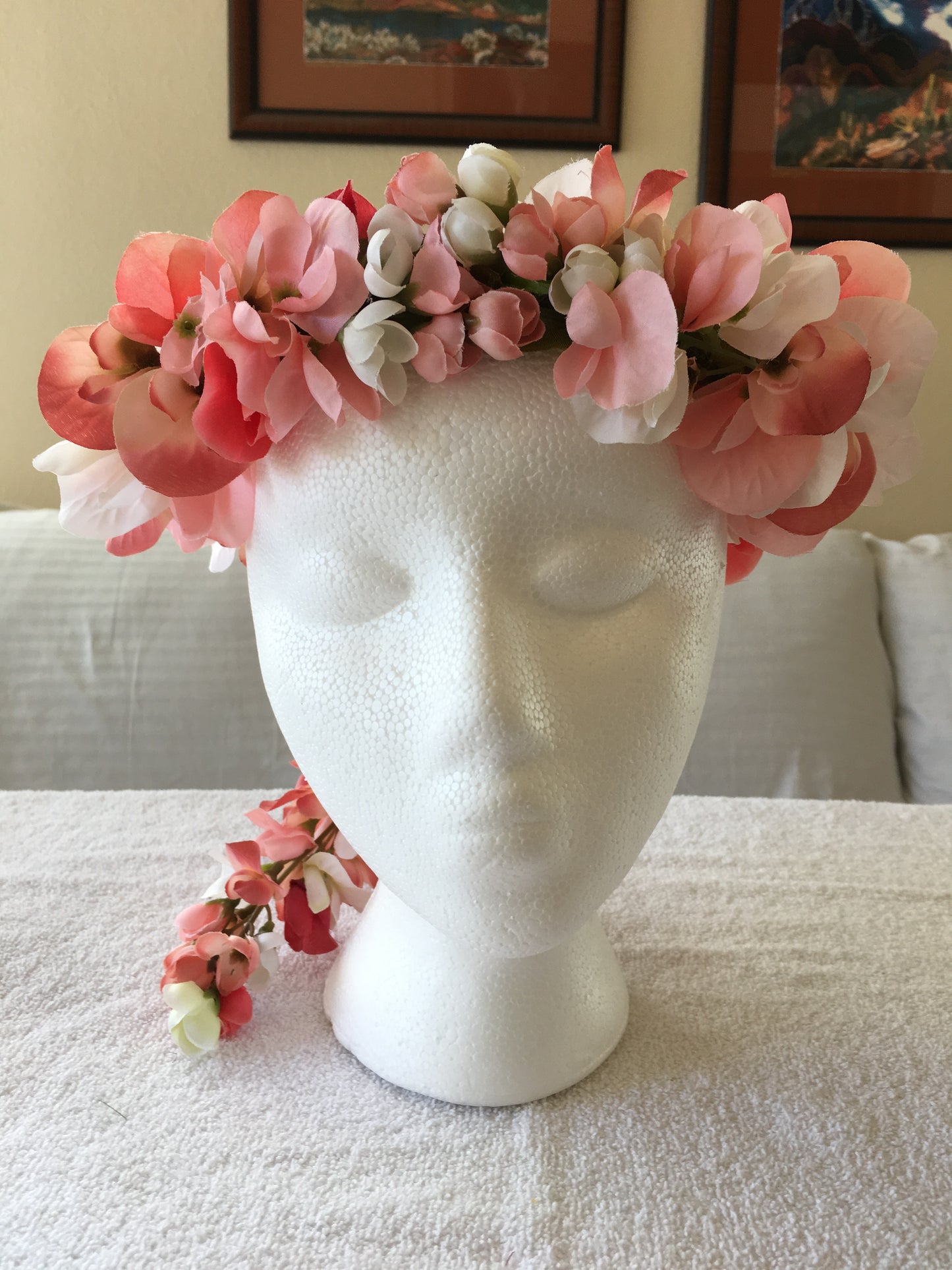 Cascade Wreath - Pink & white