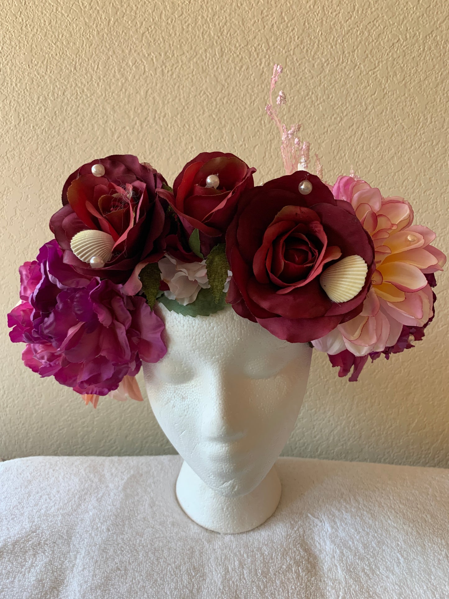 Extra Large Fantasy Wreath - Burgundy and Pink Mermaid