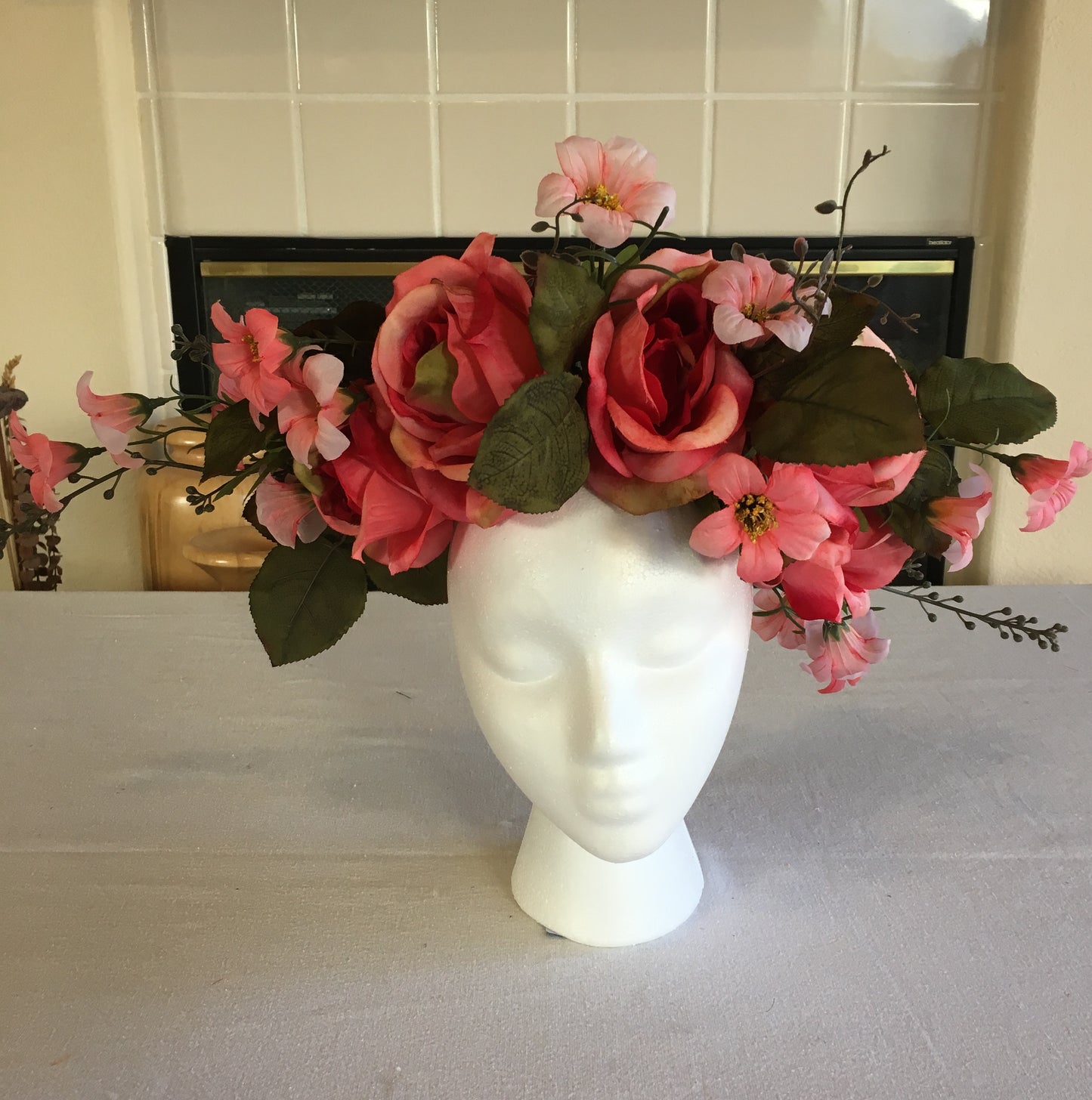 XL Fantasy Wreath - Pink & red roses w/small red accents