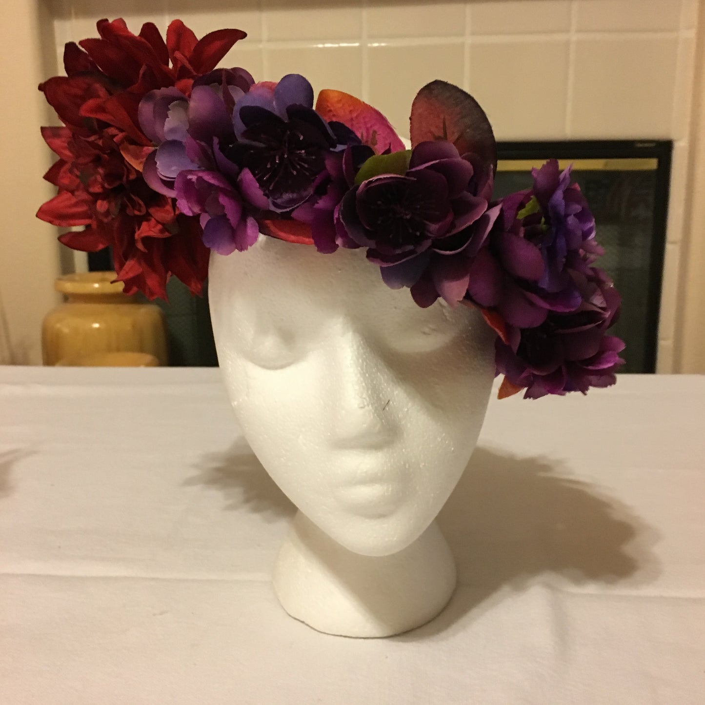 Large Wreath - Red flower & purple flower band