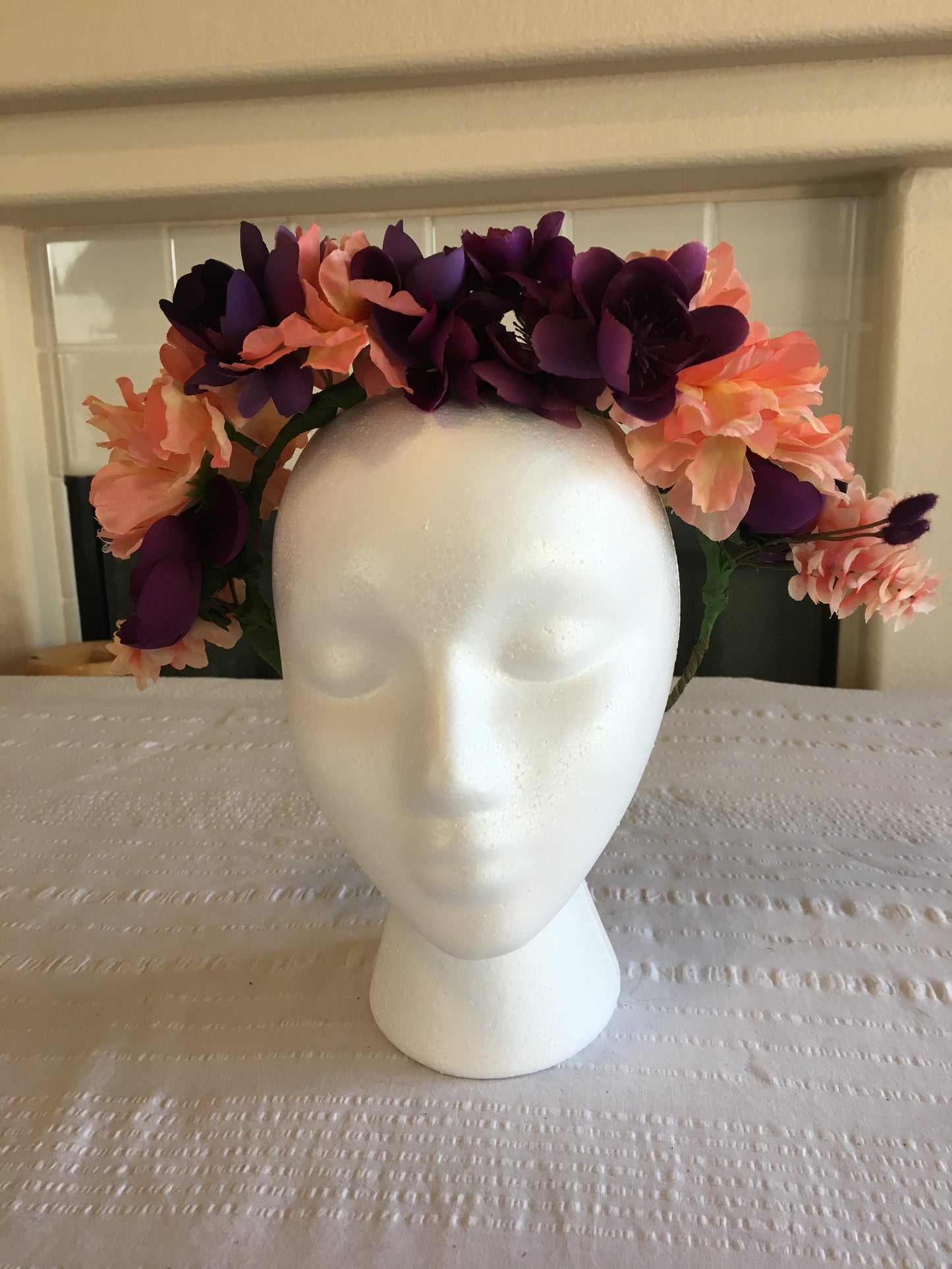 Medium Wreath - Peach & purple