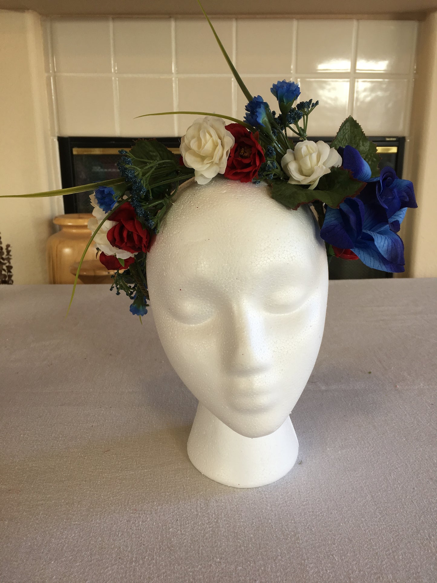 Medium Wreath - Red, white & blue rose