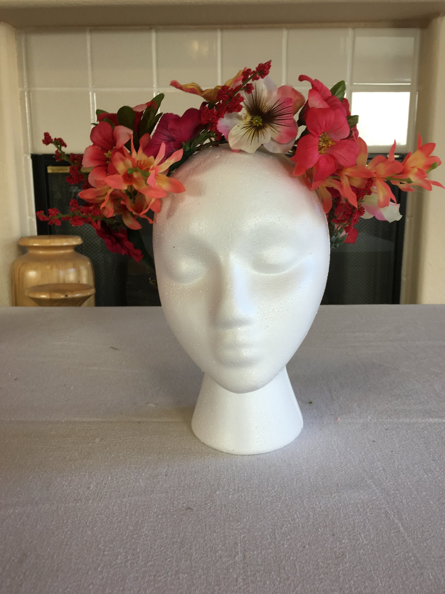 Medium Wreath - Pansies, pink & yellow w/ pop-ups