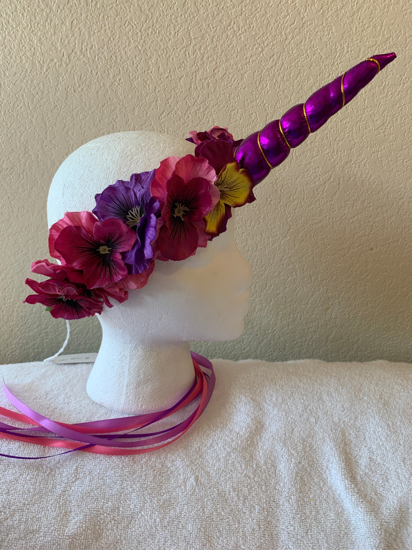 Medium Wreath - Purple and Pink Pansy Unicorn