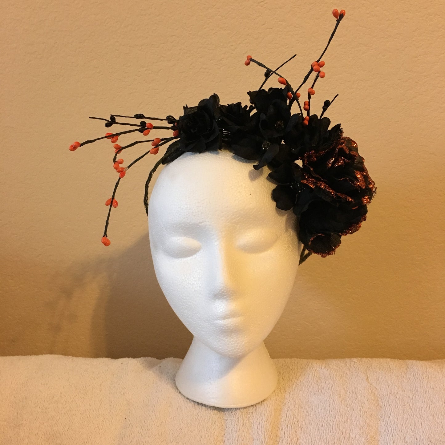 Side Wreath - Black & Orange Sparkle