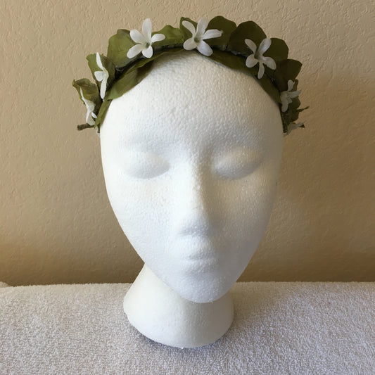 All-Leaf Wreath - Olive green leaves w/ small white flower accents