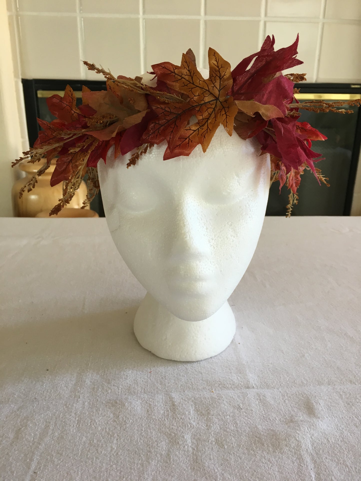 All-Leaf Wreath - Red to beige w/ accents & ribbon
