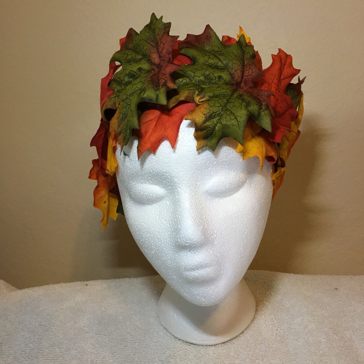 All-Leaf Wreath - Green, red & orange fall leaves