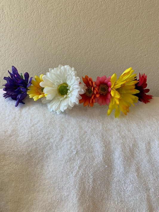 Large Wreath Lighted - Multi Colored and Different Daisies