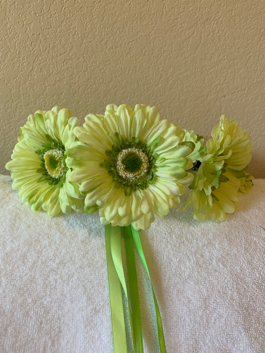 Large Wreath Lighted - All Green Daisies