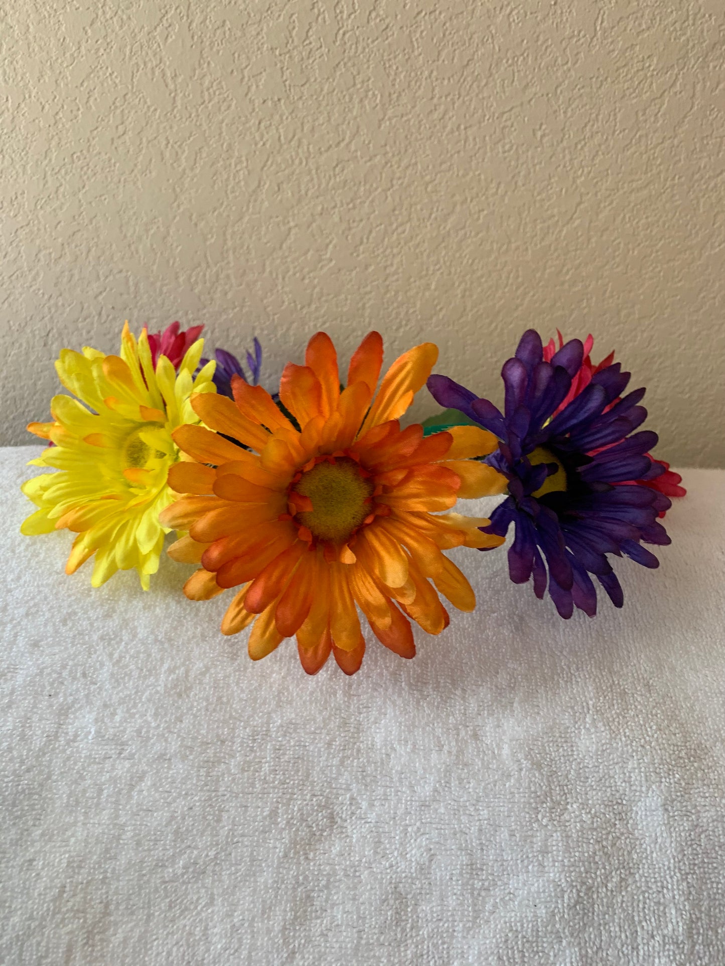 Large Wreath Lighted - Pink, Purple, Yellow, and Orange Daisies