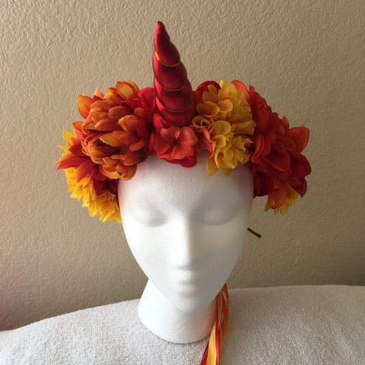 Large Wreath - Yellow, orange, & red unicorn