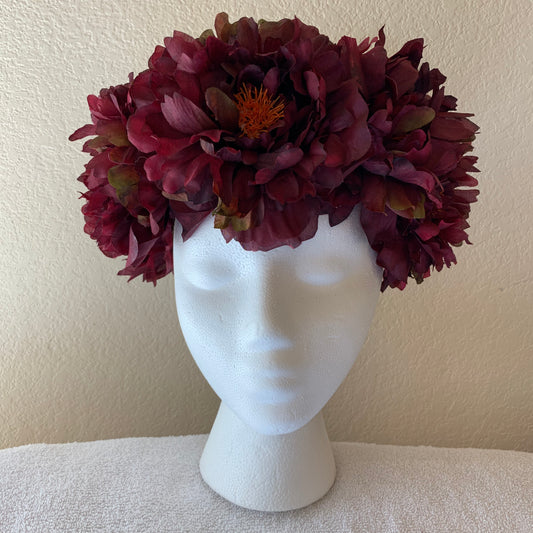 Large Wreath - Burgundy flowers w/ orange centers