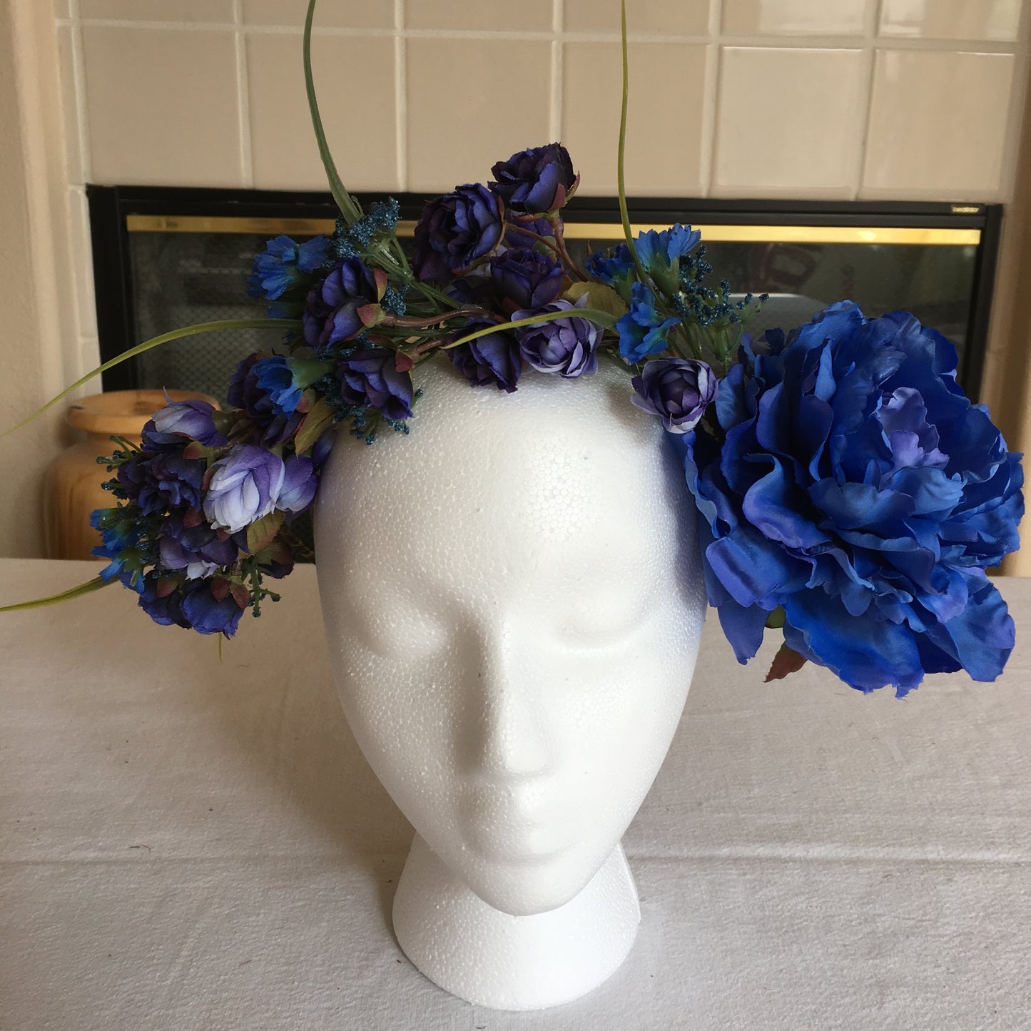 Large Wreath - Bright blue w/ purple, blue accents