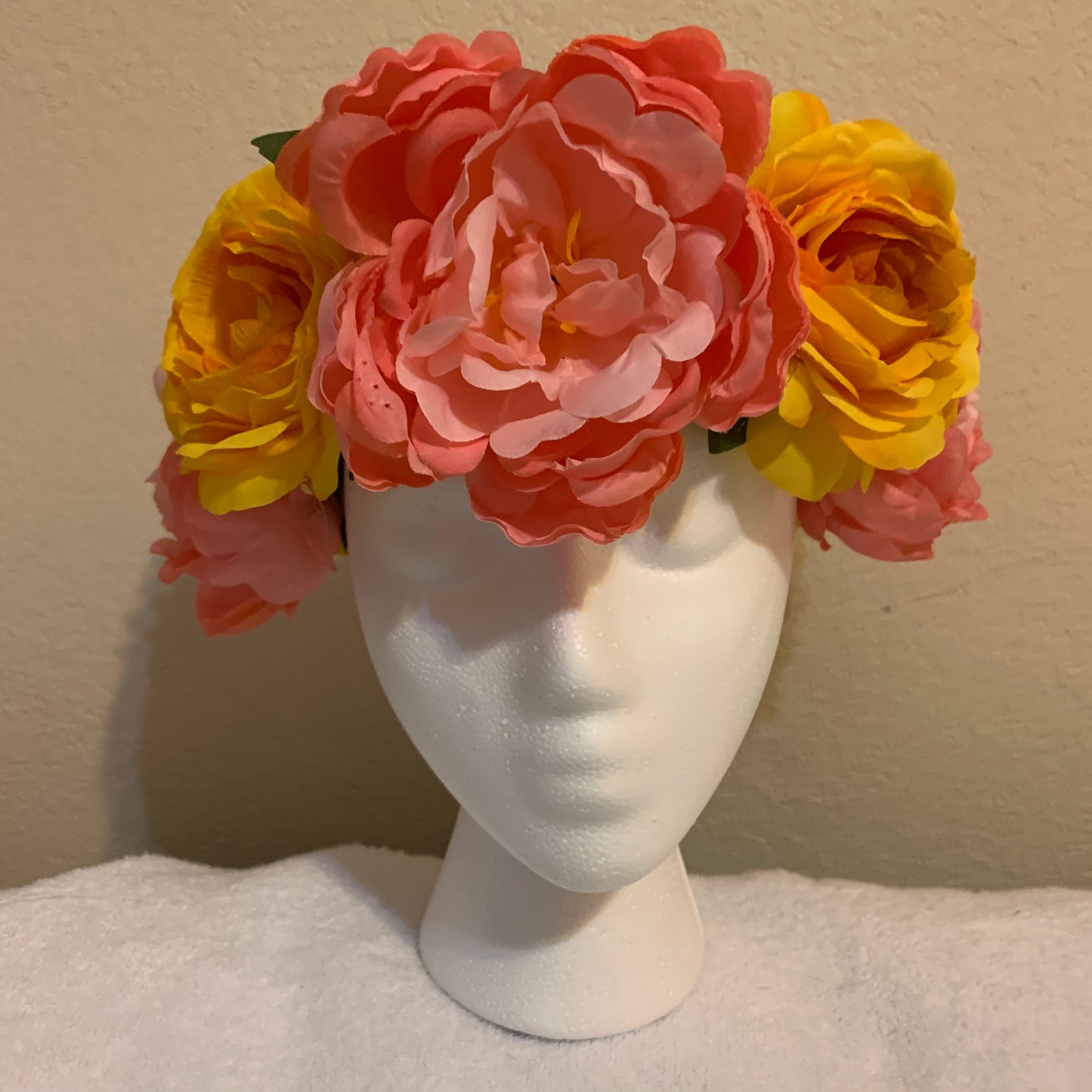 Large Wreath - Peach and Bright Yellow Flowers