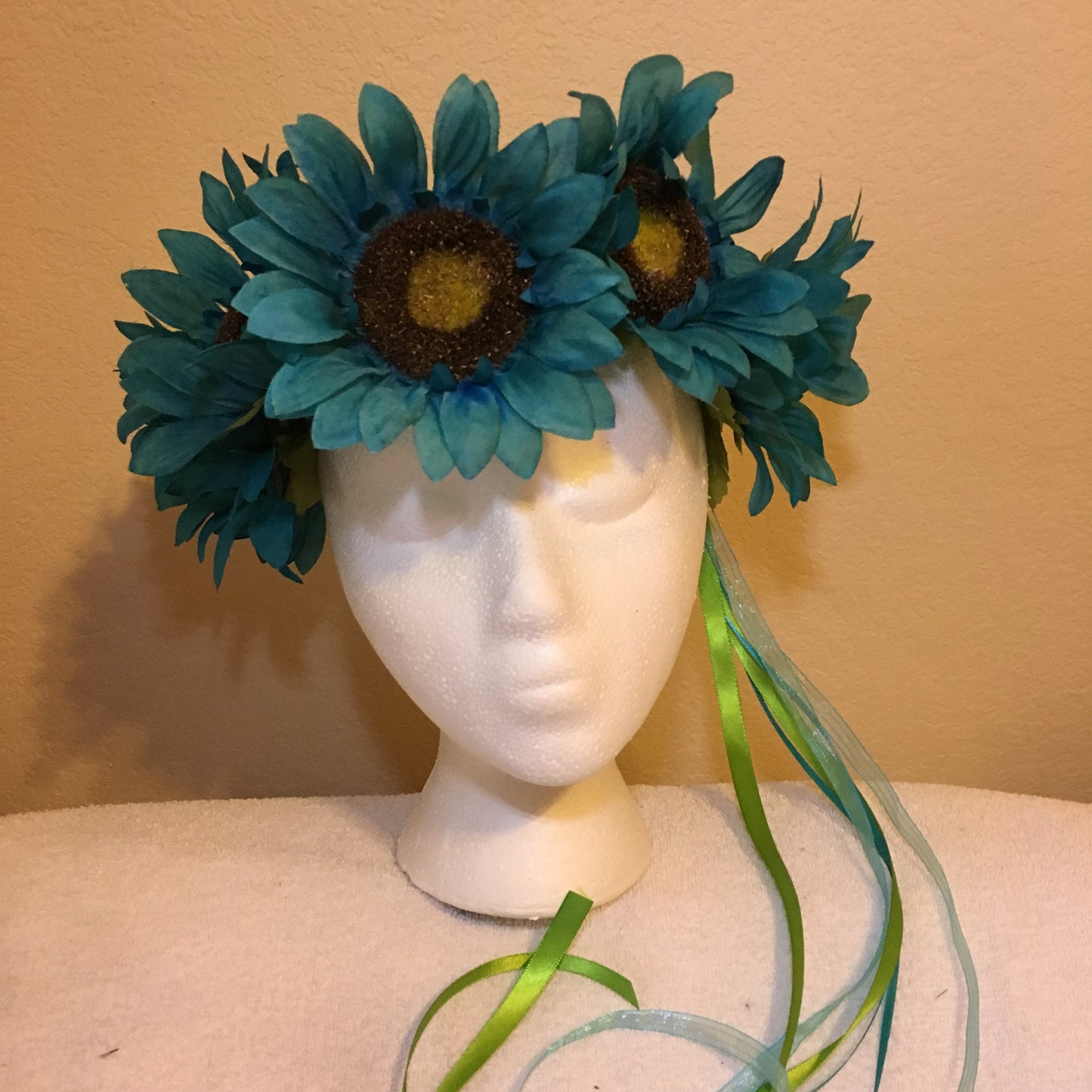 Large Wreath - Teal sunflowers