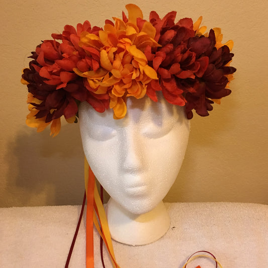 Large Wreath - Red, orange & yellow mums