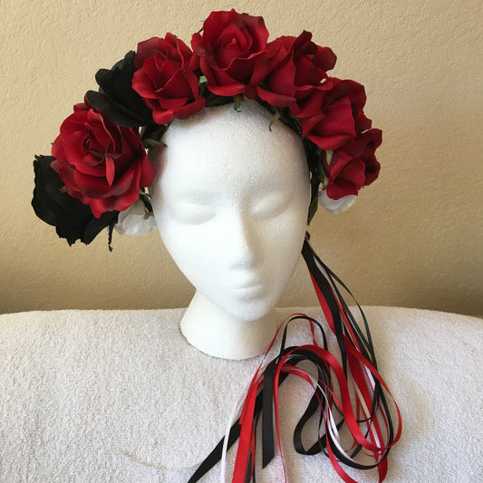 Large Wreath - Red & black roses