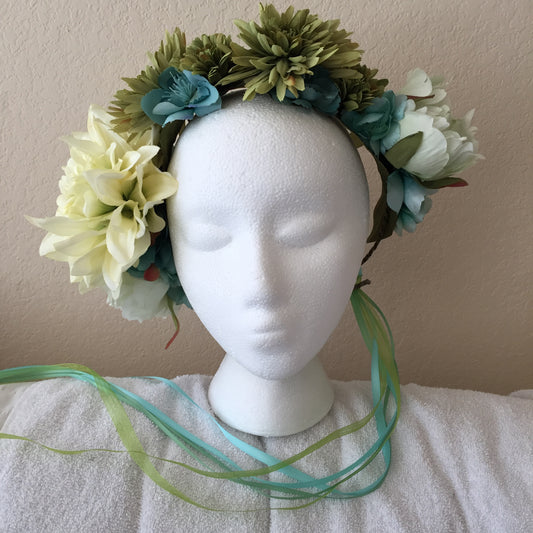 Large Wreath - Green & teal flowers