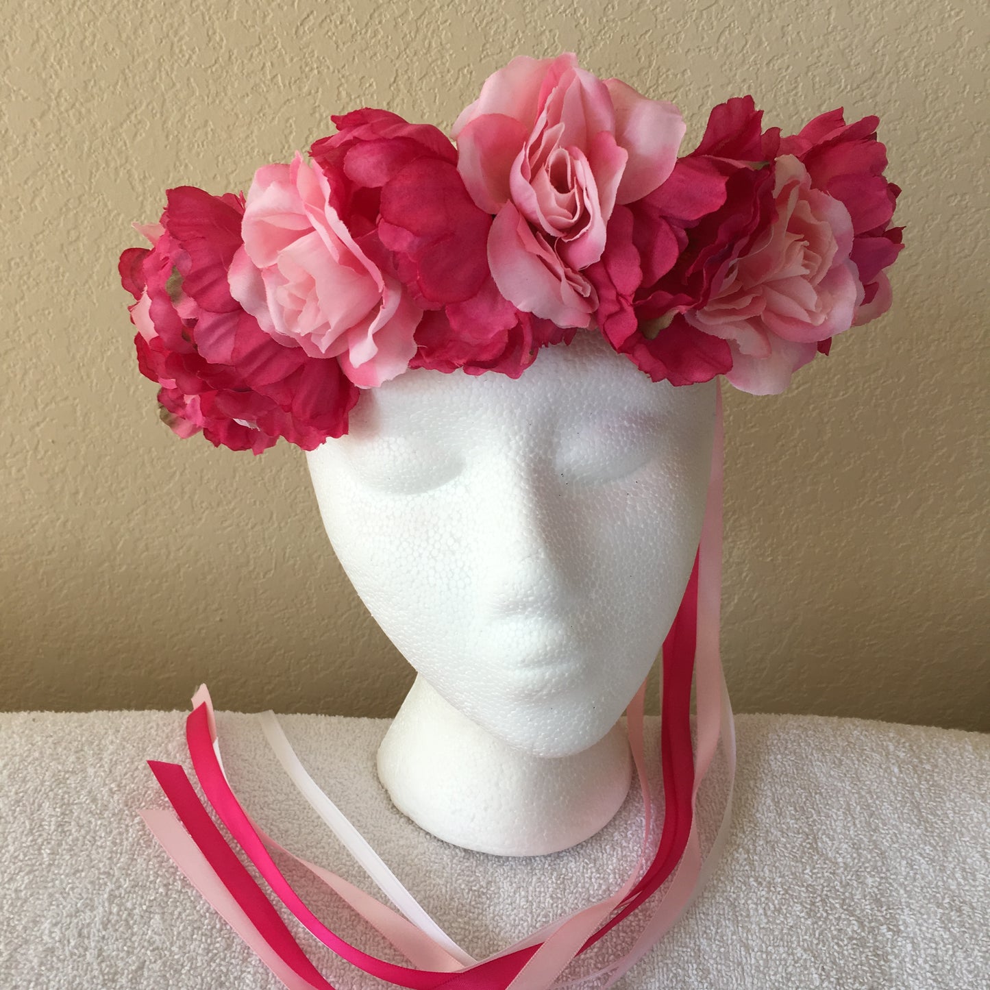 Large Wreath - Bright pink flowers w/ pink & white roses