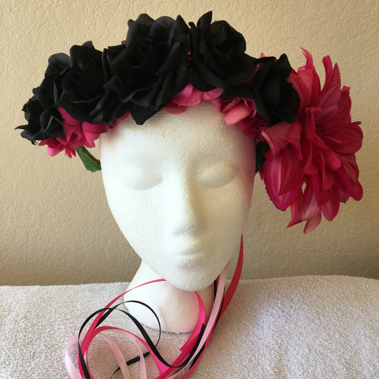 Large Wreath - Pink & black