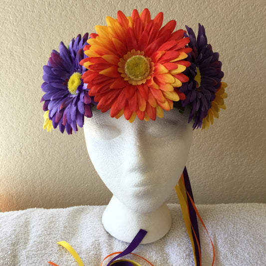 Large Wreath - Purple, yellow, & orange daisies