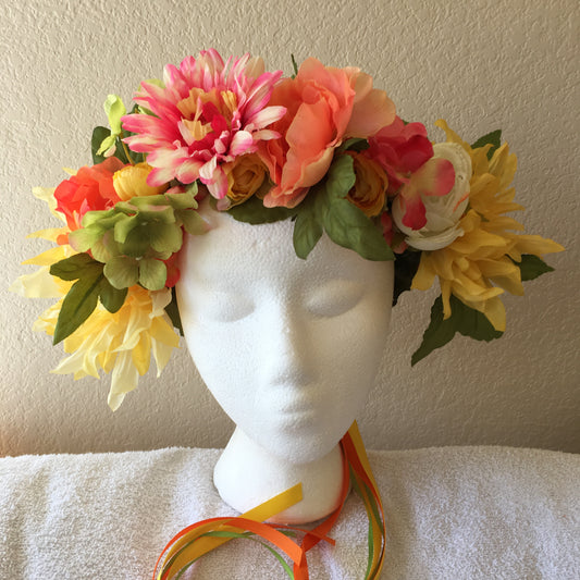 Large Wreath - Big yellow flowers w/ orange & white