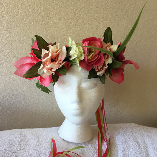 Large Wreath - Salmon, pink, & bright green exotics