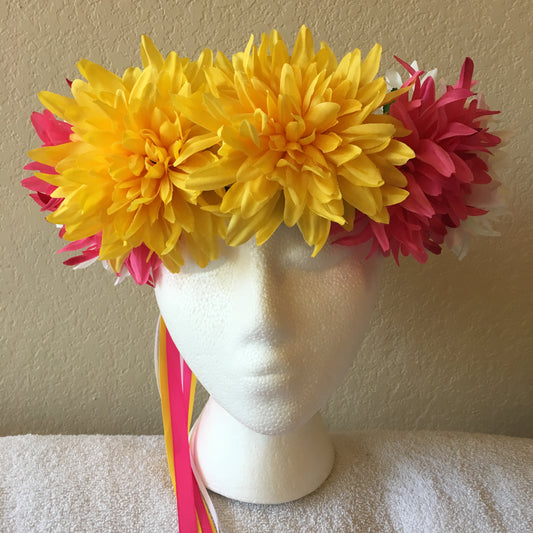 Large Wreath - White, pink, & yellow large mums