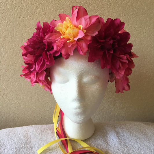 Large Wreath - Pink, hot pink, & yellow flowers