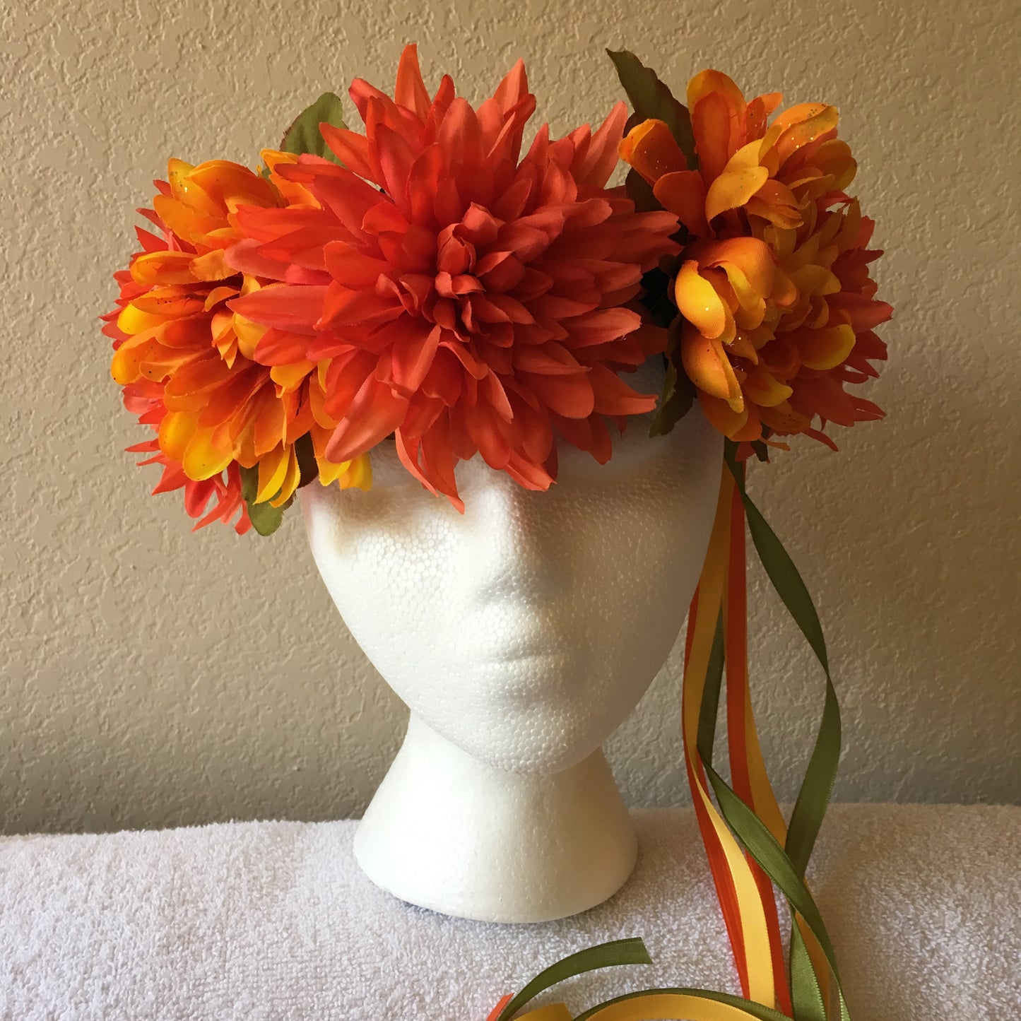 Large Wreath - Red & orange flowers w/ sparkles