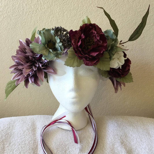 Large Wreath - Purple, burgundy, & white flowers