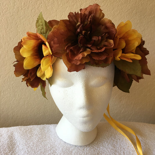 Large Wreath - Sunflowers & brown large flowers