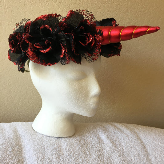 Large Wreath - Black & Red Unicorn