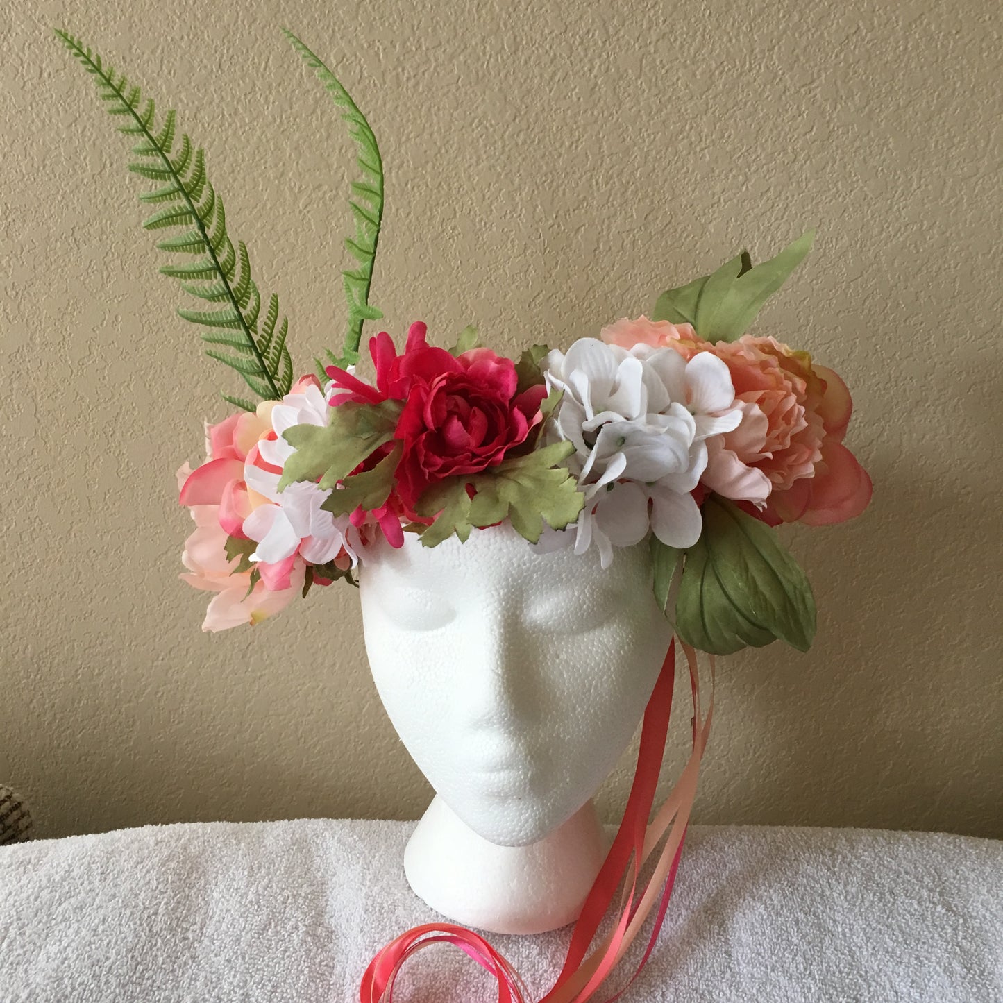 Large Wreath - White, peach, & pink flowers