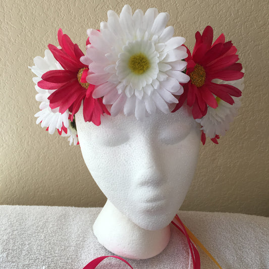 Medium Wreath - Pink & white daisies (1)