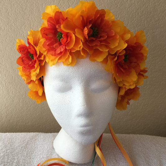 Medium Wreath - Bright orange & yellow flowers (1)