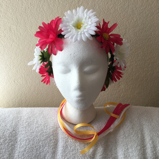 Medium Wreath - Pink & white daisies (3)