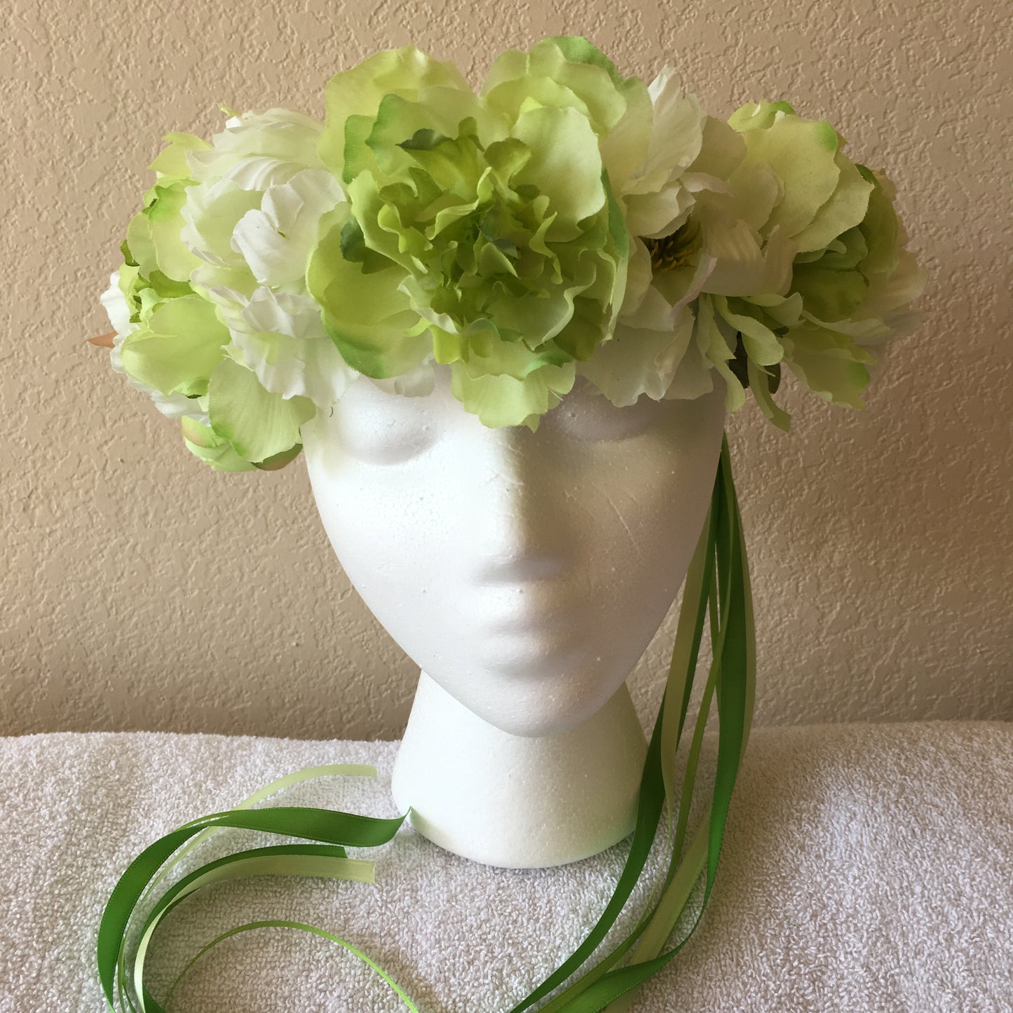 Medium Wreath - Shades of green & pale green flowers w/ bud accents