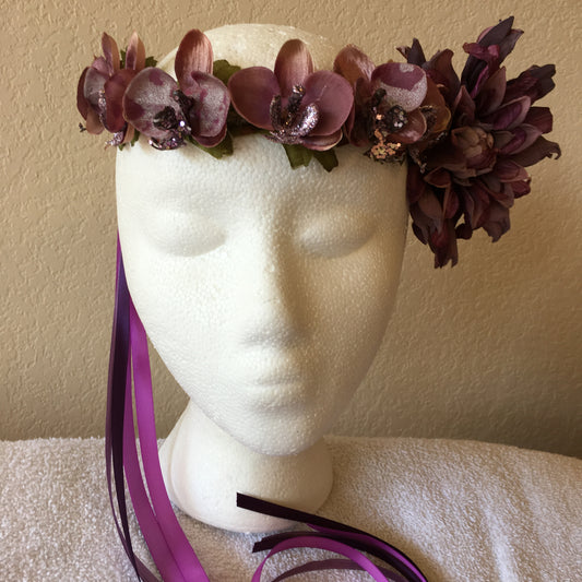 Medium Wreath - One large multi purple flower w/ purple sparkle orchids