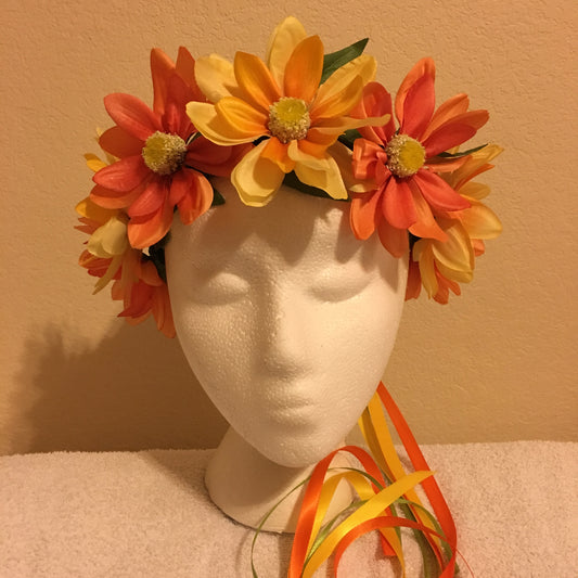 Medium Wreath - Yellow & orange daisies