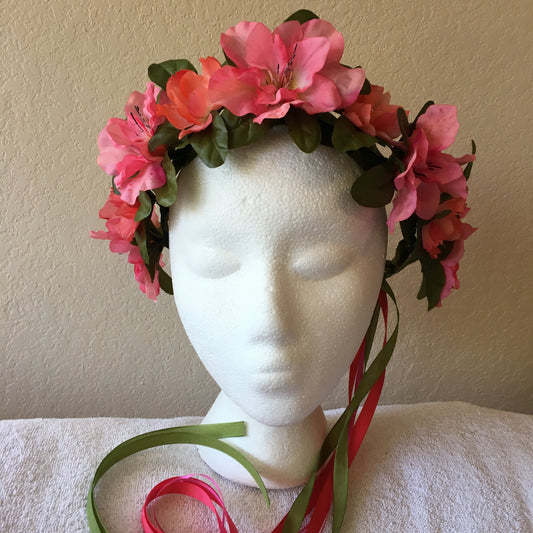 Medium Wreath - Salmon & pink flowers