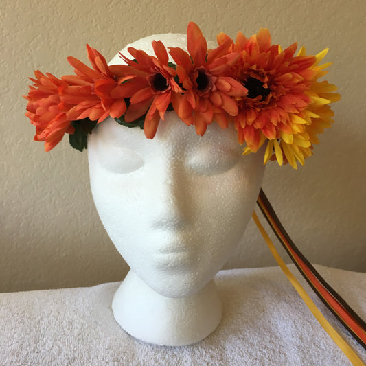 Medium Wreath - Yellow & orange fluffy flowers