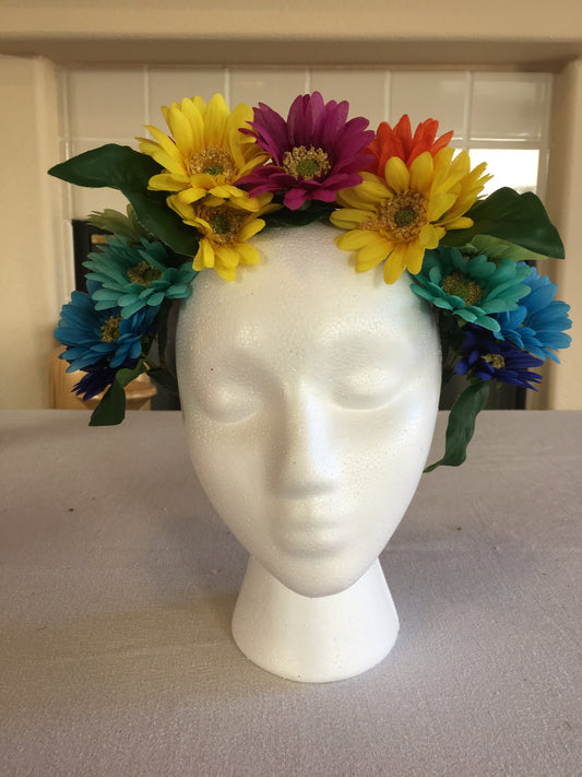 Medium Wreath - Rainbow daisies