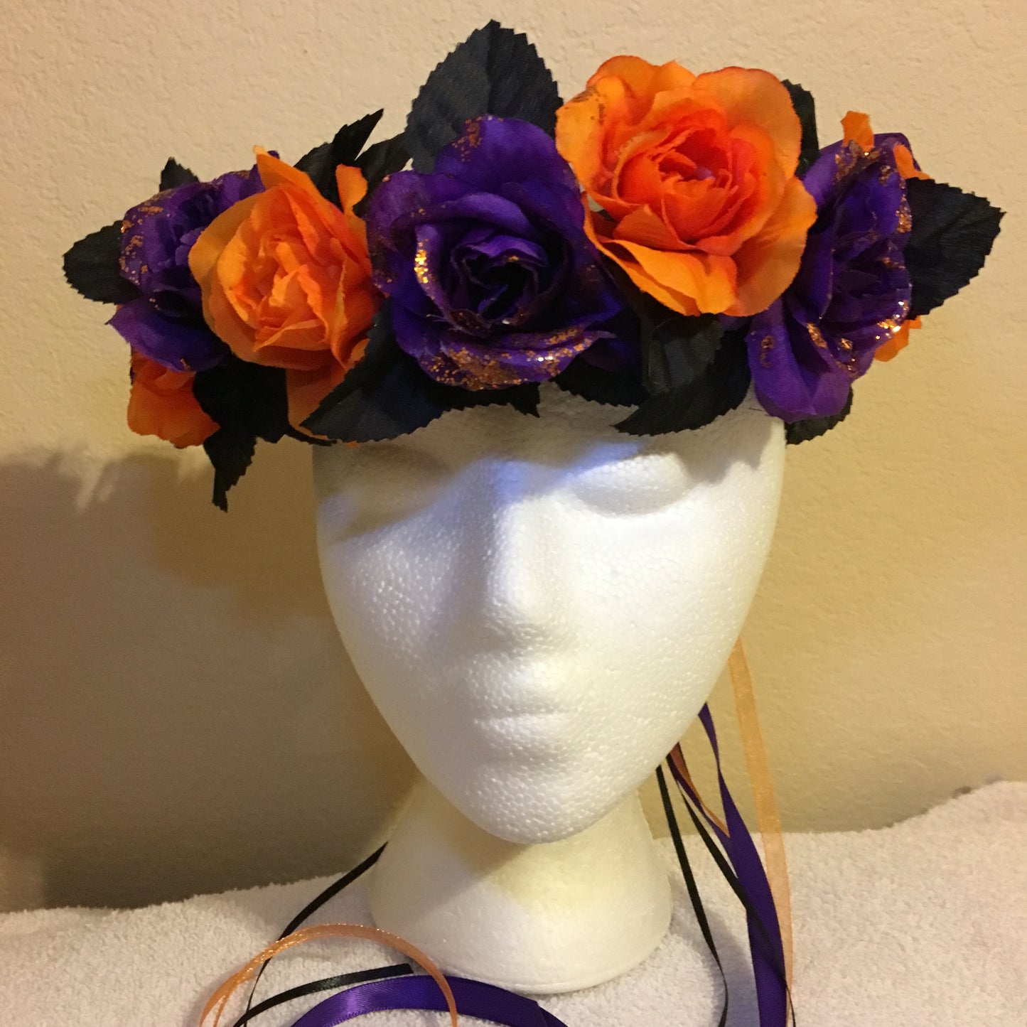 Medium Wreath - Black, purple, & orange flowers