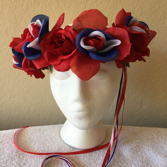 Medium Wreath - Red & red, white, & blue roses