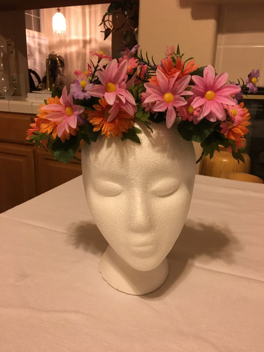 Medium Wreath - Orange & pink daisies w/ small daisies
