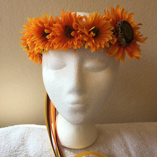 Medium Wreath - Orange flowers w/ two big sunflowers