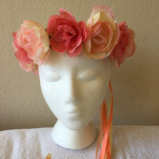 Medium Wreath - Peach & yellow flowers